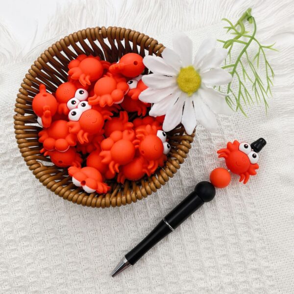 Wholesale 10cps 3D DIY Crab Cartoon Silicone Beads