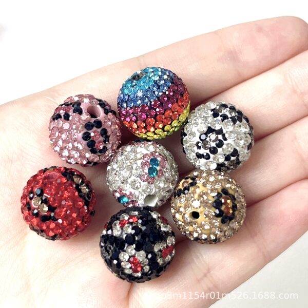 Wholesale 10pcs Leopard patterned clay round diamond beads