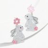 Wholesale Easter animal silver rabbit acrylic cute earrings