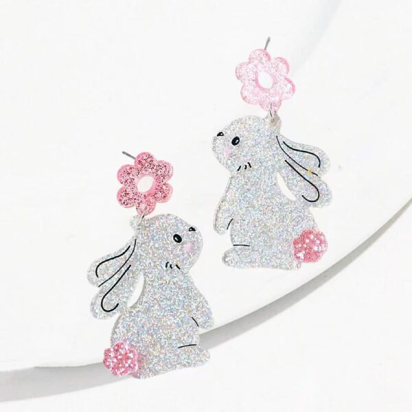 Wholesale Easter animal silver rabbit acrylic cute earrings
