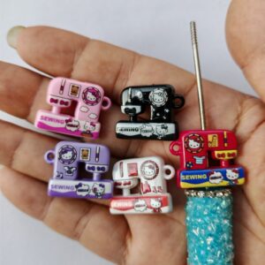 Wholesale 10pcs Three way Paint Cartoon Cat Sewing Machine Acrylic Beads OLY Exclusive