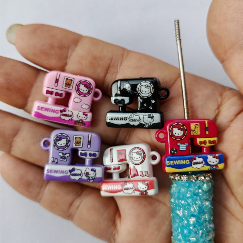 Wholesale Three way Paint Cartoon Cat Sewing Machine Acrylic Beads OLY Exclusive