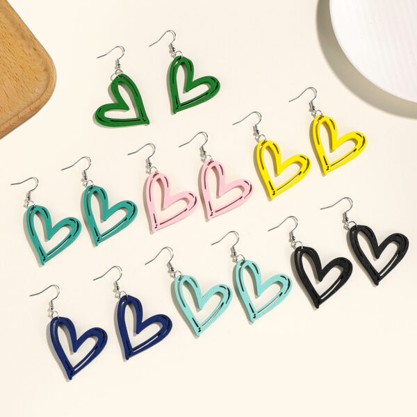 Wholesale Colorful Love Valentine's Day Wood Earrings