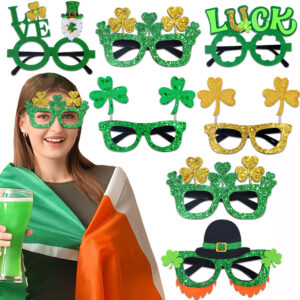 Wholesale St. Patrick's Day golden and green shamrock glasses