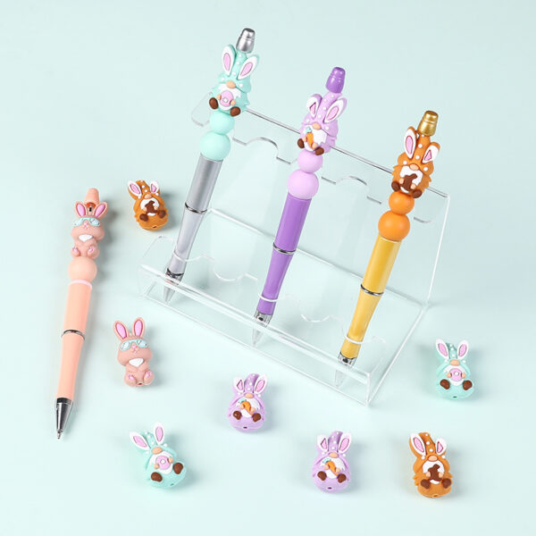 Wholesale 20pcs Easter Bunny 3D Silicone Beads Girl Handmade Jewelry Cartoon Glue Loose Beads