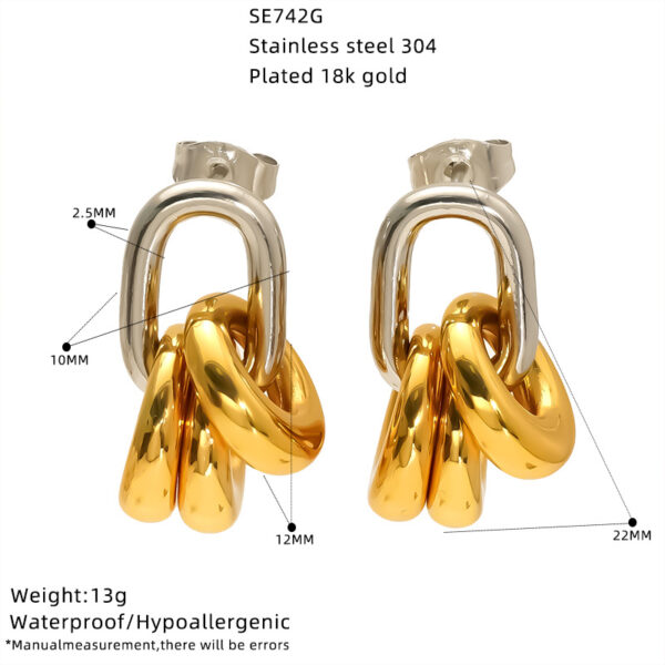 O1CN01ly27Ne2NGI0znHUDb_2217889189935-0-cib Wholesale Oval Color Matching Circle Earrings Gold and Silver Twist Chain Earrings