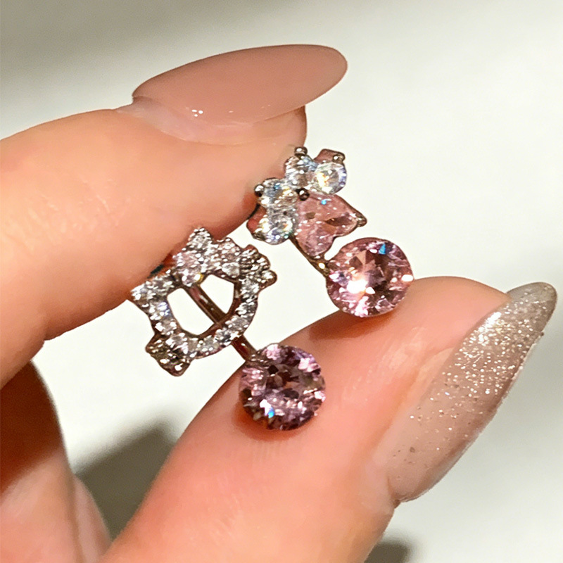 Wholesale Cat Claw Ser Flash Full Diamond Zircon Hoof Ring Earrings