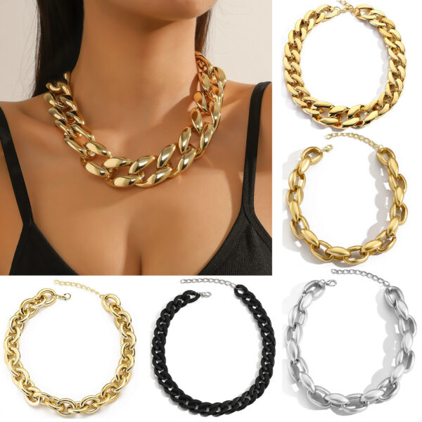 Wholesale Punk Geometric Thick Chain Hip-Hop Necklace Clavicle Chain