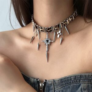 Leopard print collar cross 2025-205