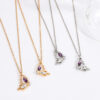 Wholesale Zircon inlaid couple magnetic hollow butterfly necklace