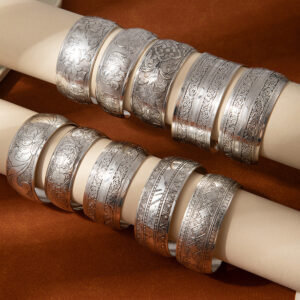 Wholesale Vintage ethnic style carved wide open face bracelet