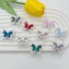 Wholesale Heavy-duty alloy diamond double-sided crystal butterfly straight hole 3D Crystal Beads