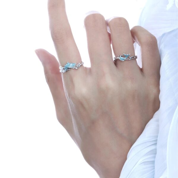 Wholesale Blue Wave Fish Adjustable Ring with Opening