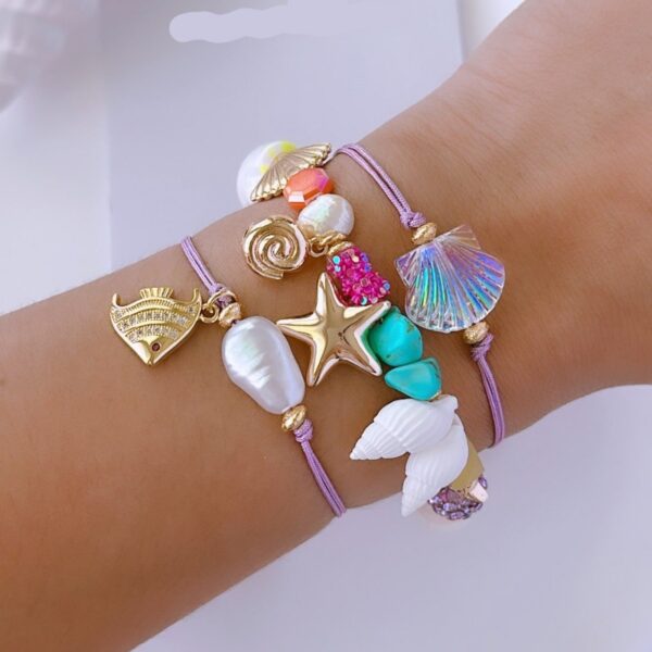 Wholesale Shell Crystal Green Beads Multi-layer Stacked Wear Bracelet Stainless Steel Bracelets