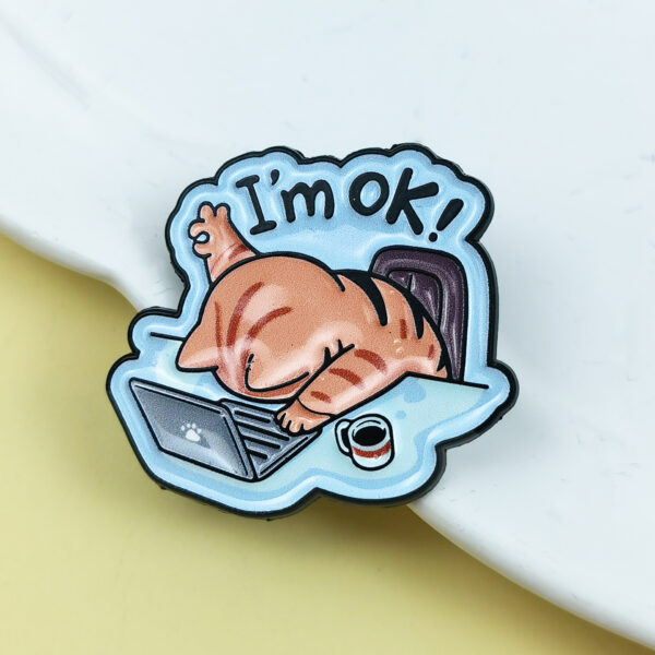 O1CN01mBBAME1sPDd2UzhQj_4079255758-0-cib Wholesale Creative overtime cat cartoon English letter brooch