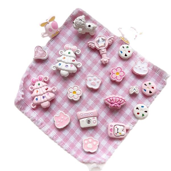 Wholesale [Strawberry White Chocolate] Pink and White Cute Heart DIY Handmade Alloy Beads Loose Beads
