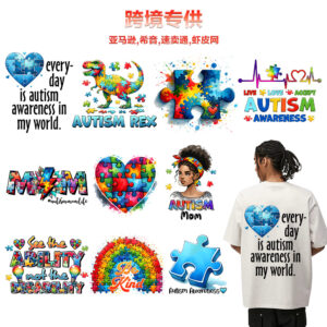 Wholesale Autism Pattern Series UV DTF Ready to Press Transfers Wrap