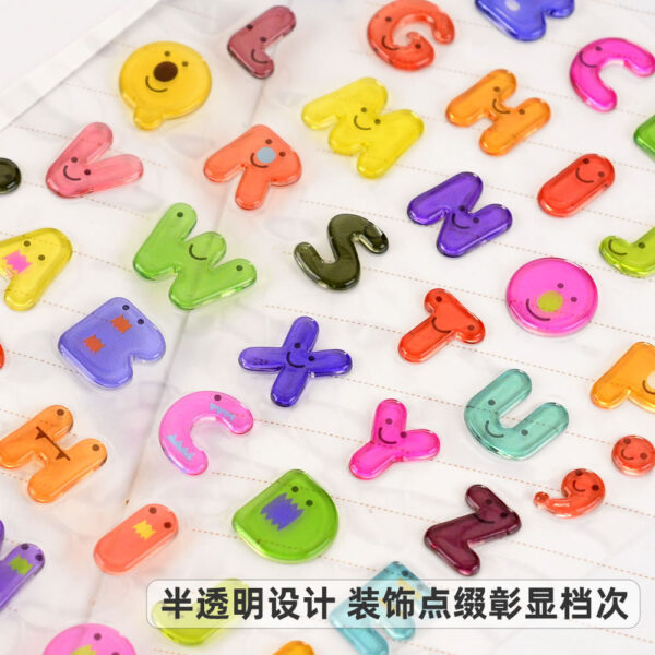 Wholesale Colorful Transparent Candy Stereo 3D Number Symbols English Letters Crystal Stickers Kidsren's Decoration DIY Stickers