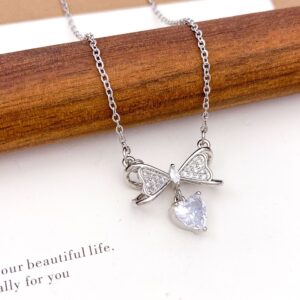 Xl1650 bow love necklace silver