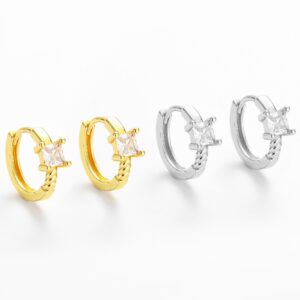 Wholesale Trendy square zircon earrings, a niche and popular style for women.