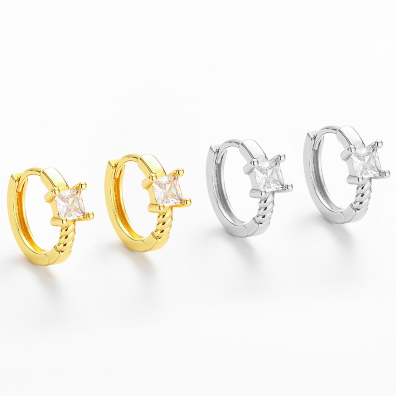 Wholesale Trendy square zircon earrings, a niche and pular style for women.