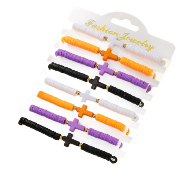 Wholesale Bohemian-style colorful polymer clay cross bracelet