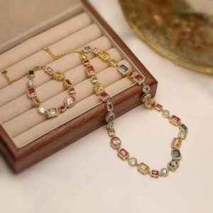 Wholesale Luxury Geometric Colored Diamond Choker Necklace