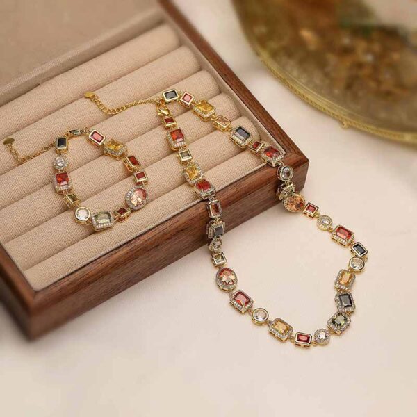 Wholesale Luxury Geometric Colored Diamond Choker Necklace