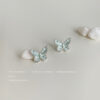 Wholesale Micro inlaid zircon mint green silver needle butterfly earrings