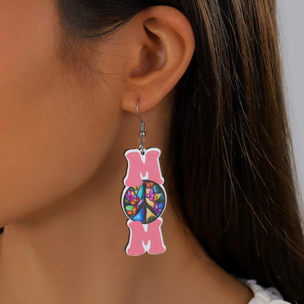 Wholesale Mother's Day Wooden Earrings Sports Baseball Shiny Earrings Bow Jewelry