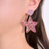 Wholesale Heart-shaped star earrings, Valentine's Day peach heart star earrings