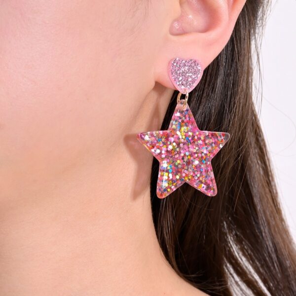 Wholesale Heart-shaped star earrings, Valentine's Day peach heart star earrings