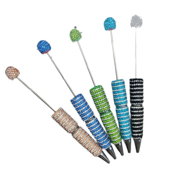 Wholesale Circular Textured Spiral Adorned Full Diamond-like Fancy Beadable Pens