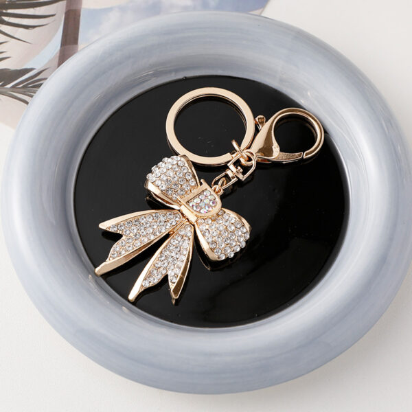 Wholesale Letter D Rhinestone Bow Keychain