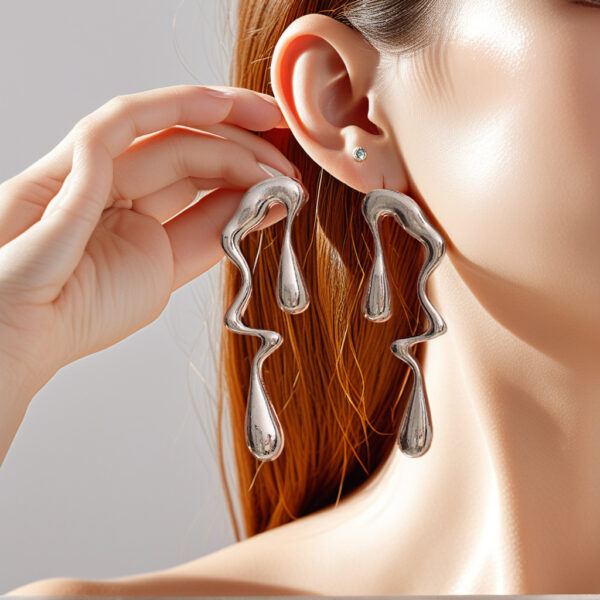 Wholesale Liquid irregular droplet geometric earrings