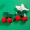 Wholesale Wool Woven Red Cherry Water Simulation Fruit Earrings