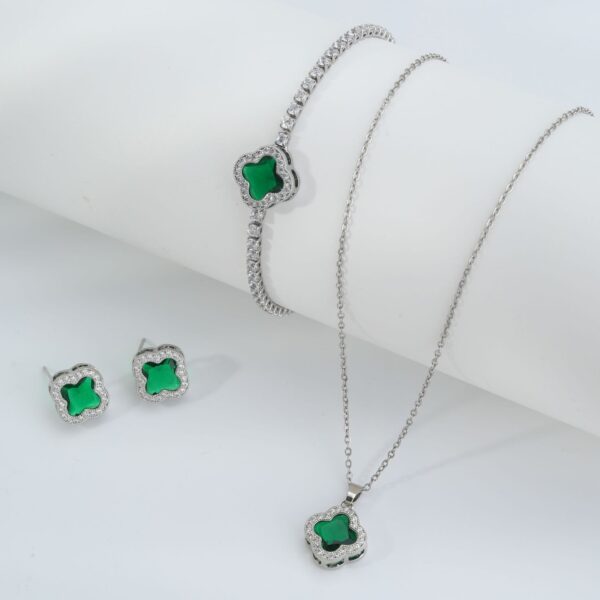 Wholesale Four leaf clover multicolored zirconium inlaid earrings