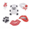 Wholesale Water Diamond Red Lips Bear Embroidery DIY Patches