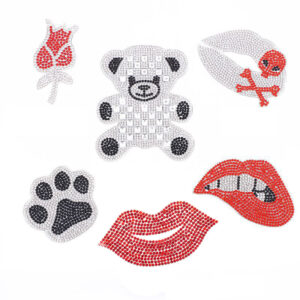 Wholesale Water Diamond Red Lips Bear Embroidery DIY Patches