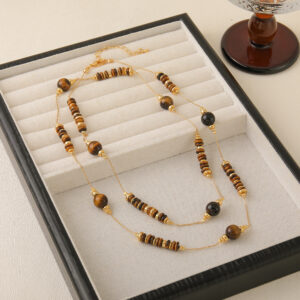 High quality tiger eye stone 92.5+5cm sweater chain