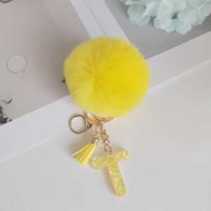 Yellow leTTer fur ball pendanT/T / One piece is also wholesale price