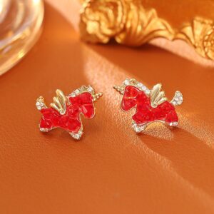 Red unicorn earrings