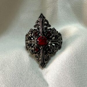 Wholesale Black Cross Diamond Set Red Open Ring