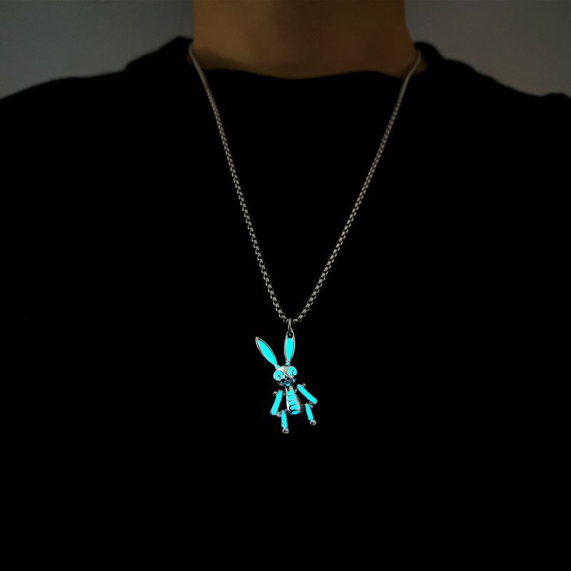 Wholesale Rabbit Luminous Pendant Women's Light Men's Luminous Aessories Stainless Steel Chain