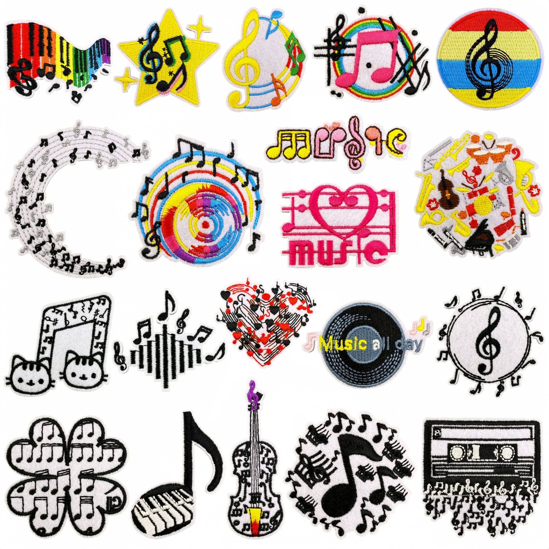 Wholesale Cartoon punk style note embroidery DIY Patches