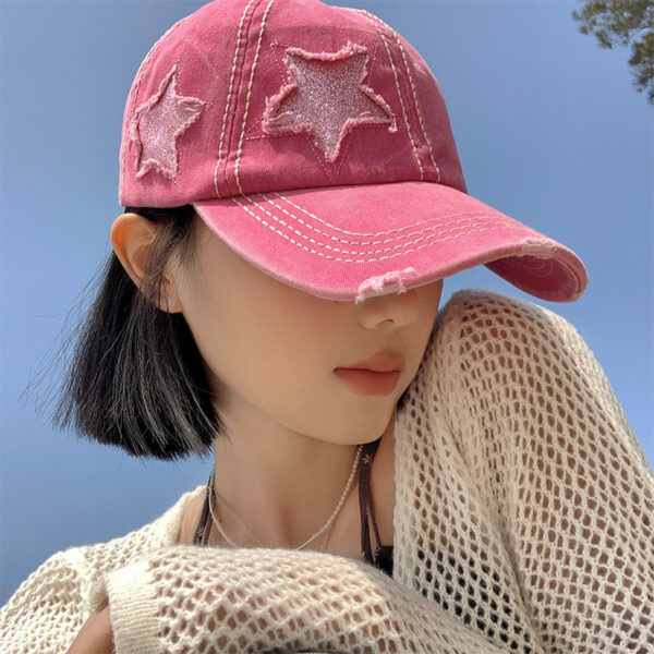 Wholesale Retro hole pink wide cap baseball cap