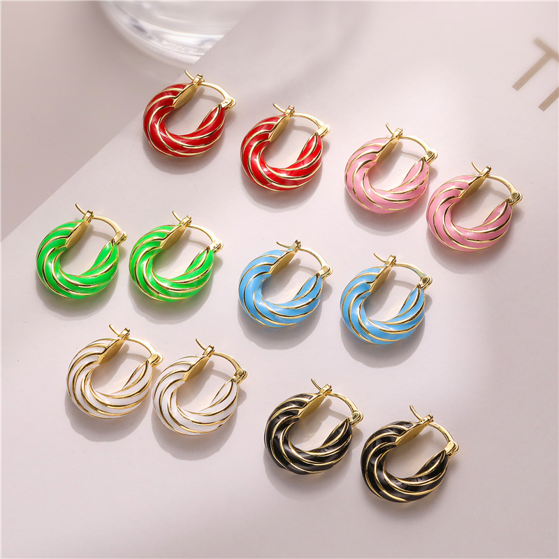 Wholesale Colorfulful Enamel Oil ipping Spiral Pattern Earrings