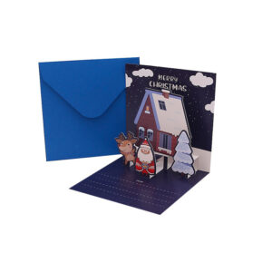 H1-05 santa fawn three-dimensional greeting card