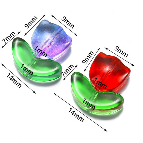 O1CN01mWBpX52NBFPycBpxc_2206452709924-0-cib Wholesale 10pcs Glass Tulip Flower Leaves Acrylic Beads
