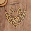 Wholesale Leopard print bright pearl triangle scarf necklace